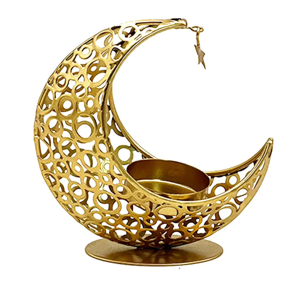 VKTECH Ramadan Moon Candle Holder Candlestick for Eid Mubarak Decor