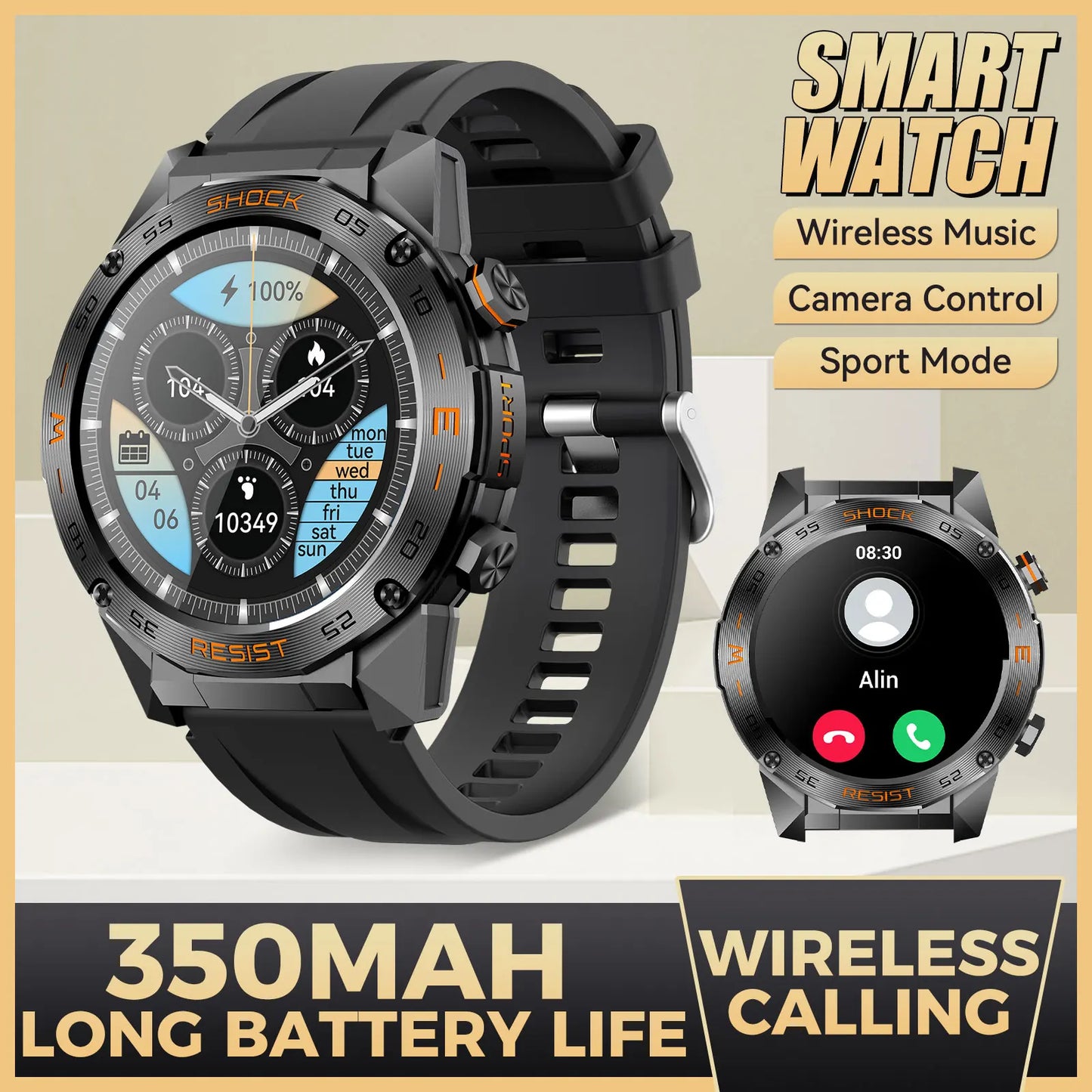 LaNikar MilitaryGrade Multisport Smartwatch For Men With HeartRate SpO2Monitor Tracking