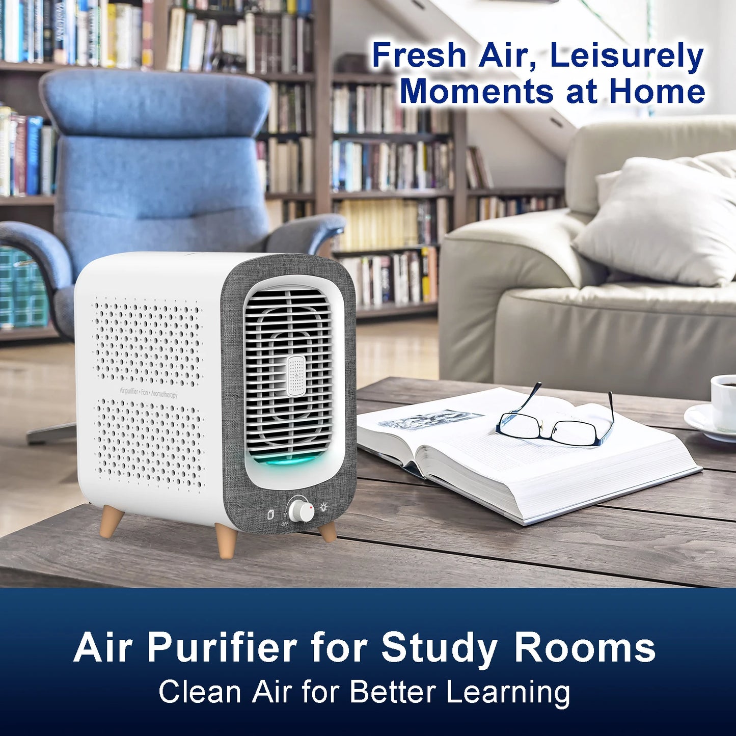 Jafanda Air Purifier for Home Bedroom 780sq ft, HEPA &Activated Carbon, Air Cleaner with Fragrance Sponge & Nightlight for Smoke