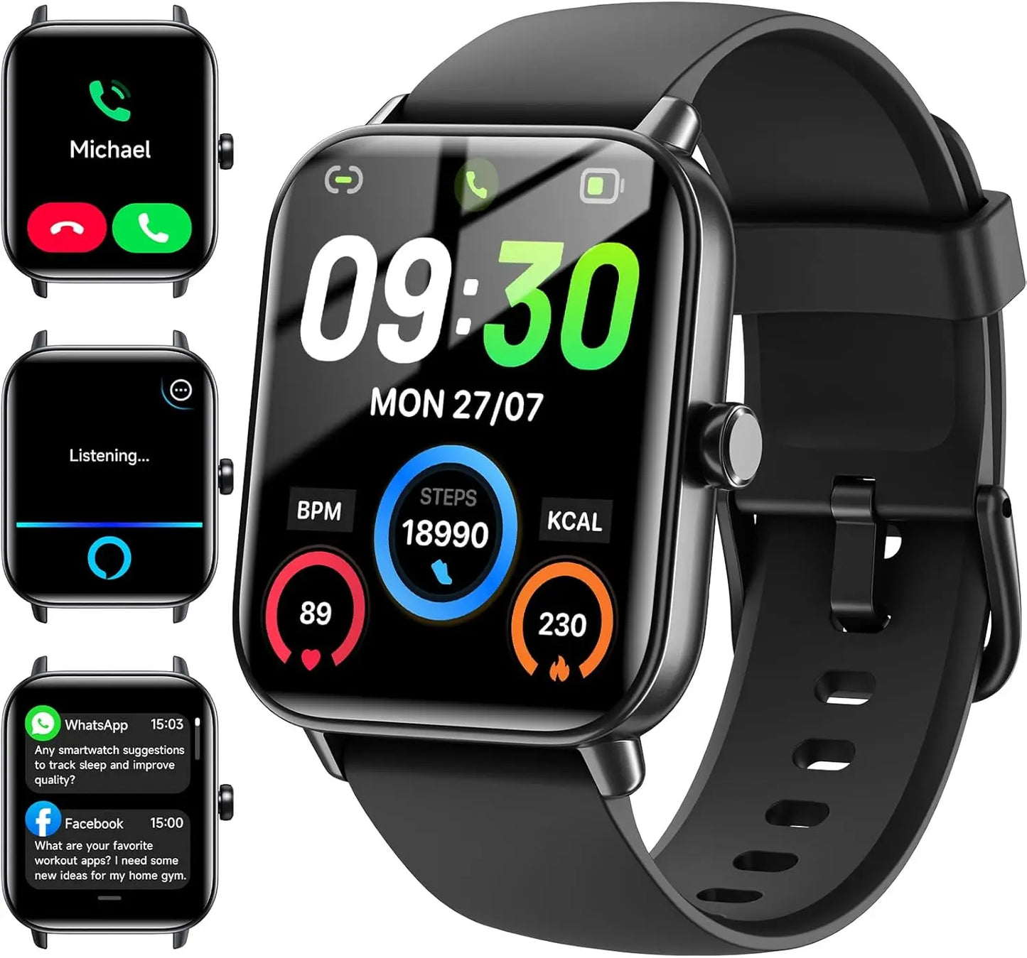 Erilles Smart Watch Android iPhone With Alexa Built-In IP68