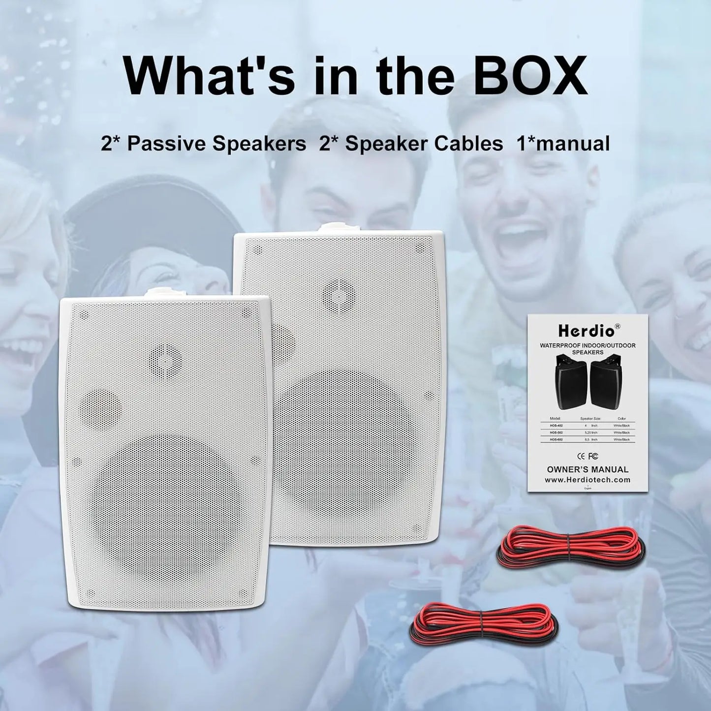 Herdio 400W Outdoor 2 Way Passive Speakers Waterproof Wall Mounted