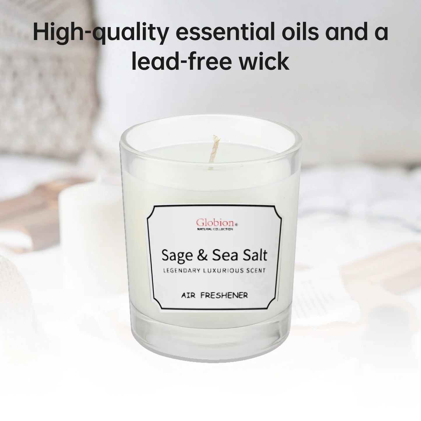 Sage And Sea Salt Scented Aromatherapy Candle Jar Gift