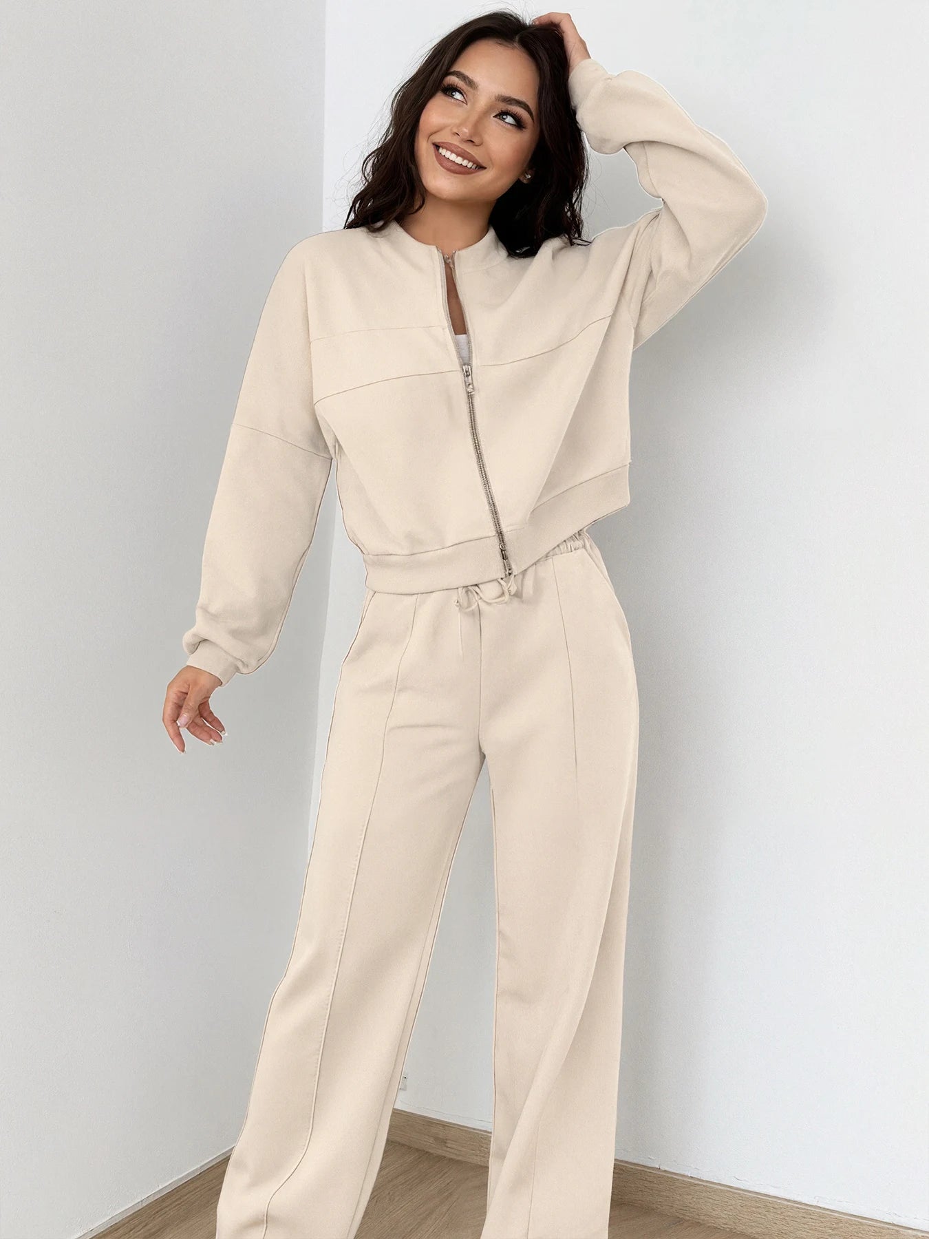 Women TwoPiece Sport Leisure Set Machine Washable For Daily Wear