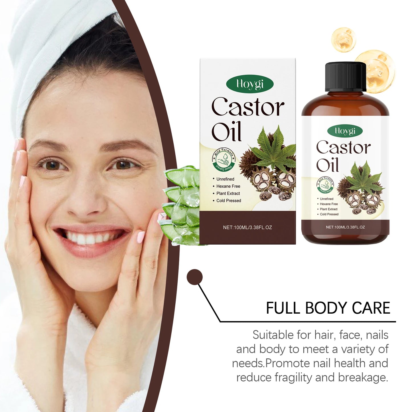 Hoygi Castor Oil Body Care Nourishing Oil For Skin Hair