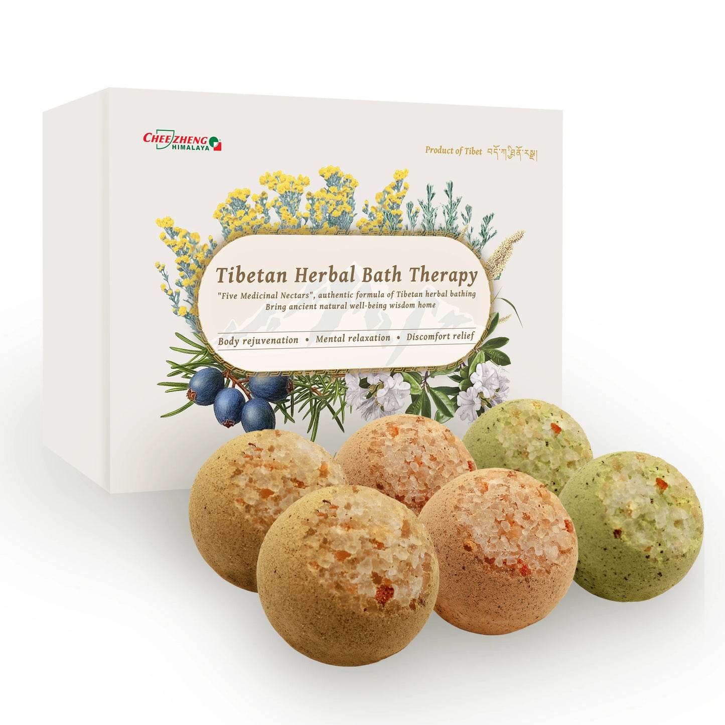 Himalaya Tibetan Bath Bomb and Saffron Soap Set for Relaxation