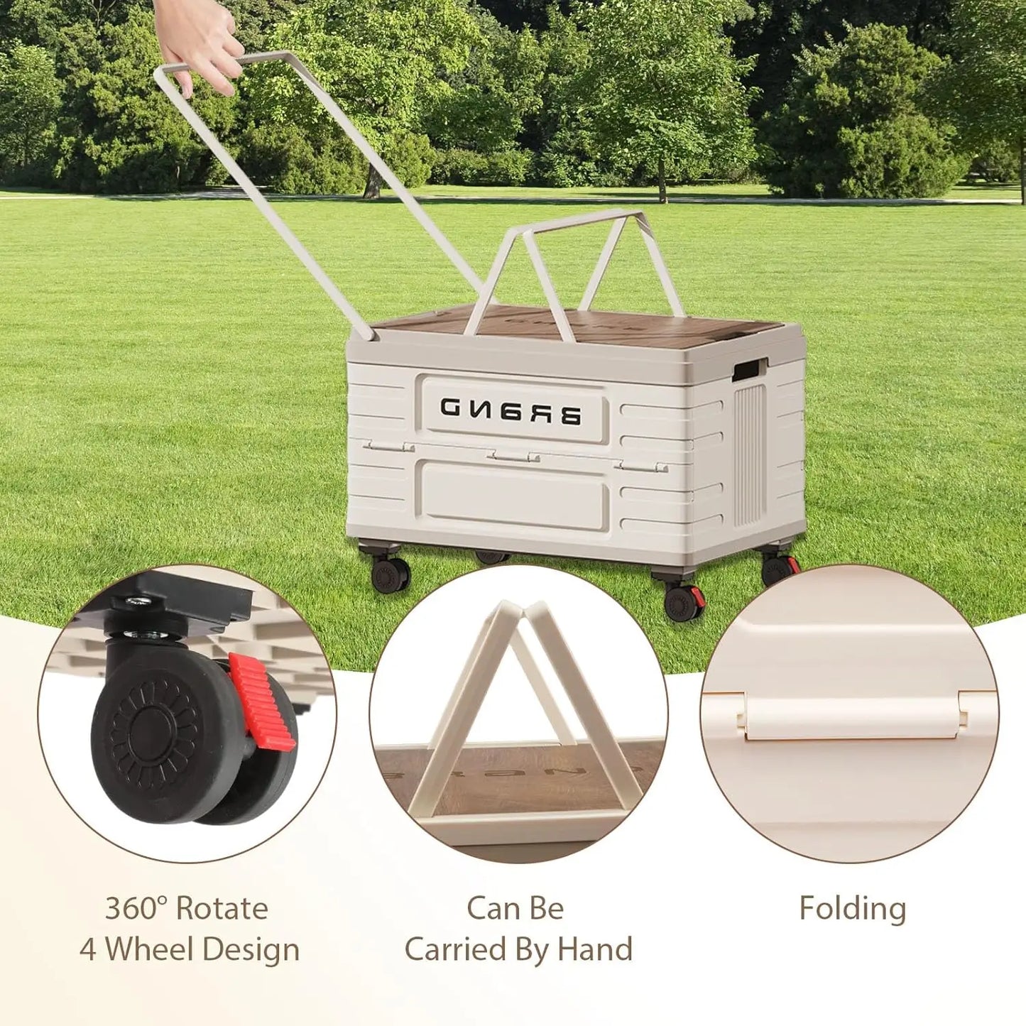 Zen Active Living 360 Rotation Foldable Camping Cart With Silent Locking Wheels