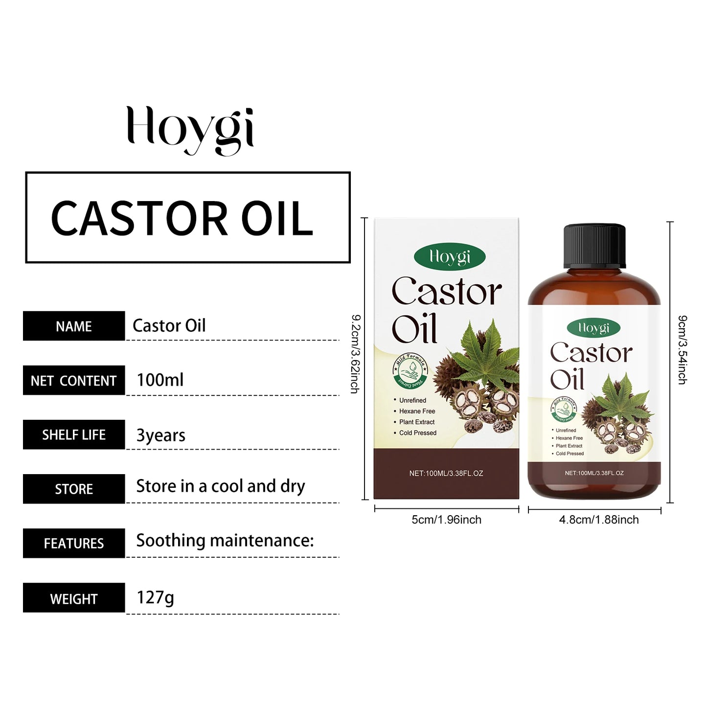 Hoygi Castor Oil Body Care Nourishing Oil For Skin Hair