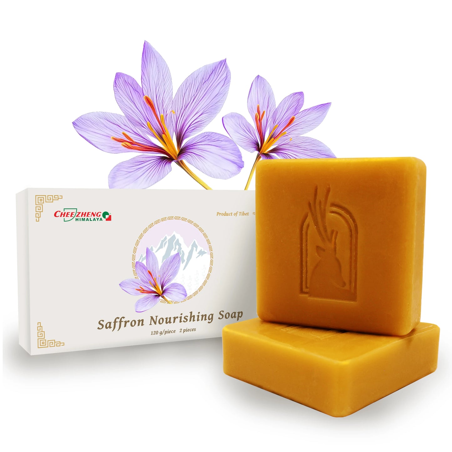 Himalaya Tibetan Bath Bomb and Saffron Soap Set for Relaxation