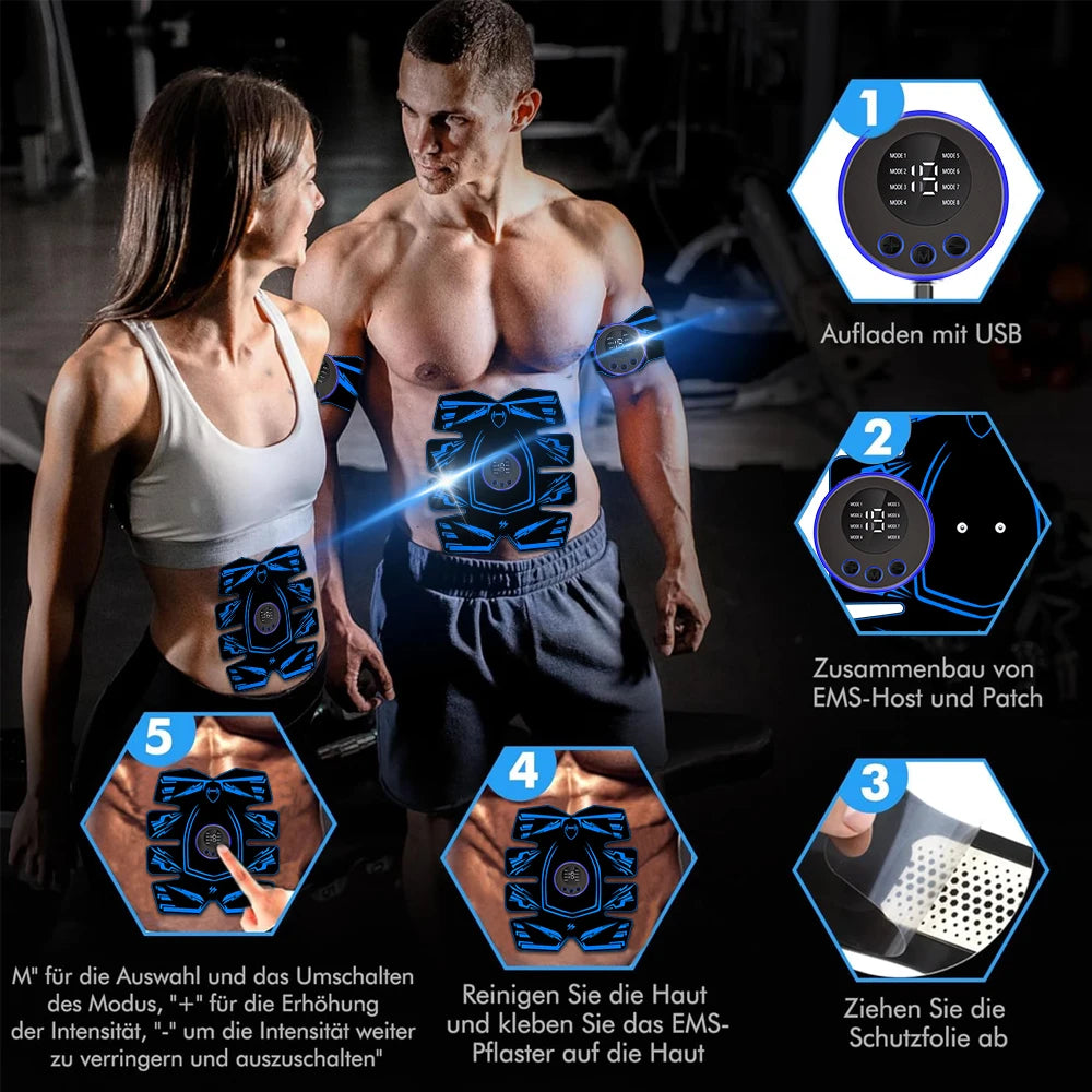 XMSJ EMS 8Pad Ab Trainer And Muscle Stimulator Abdominal Toning