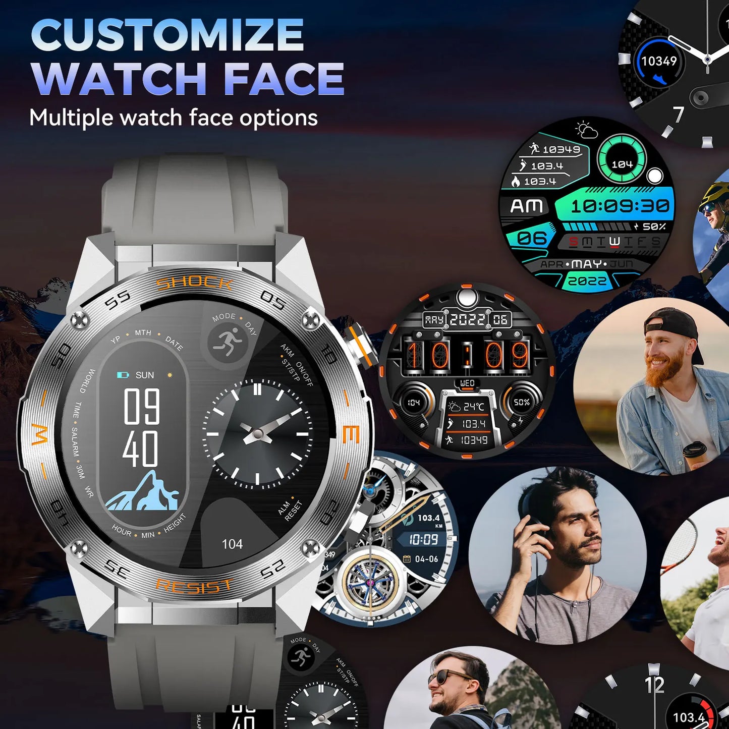 LaNikar MilitaryGrade Multisport Smartwatch For Men With HeartRate SpO2Monitor Tracking