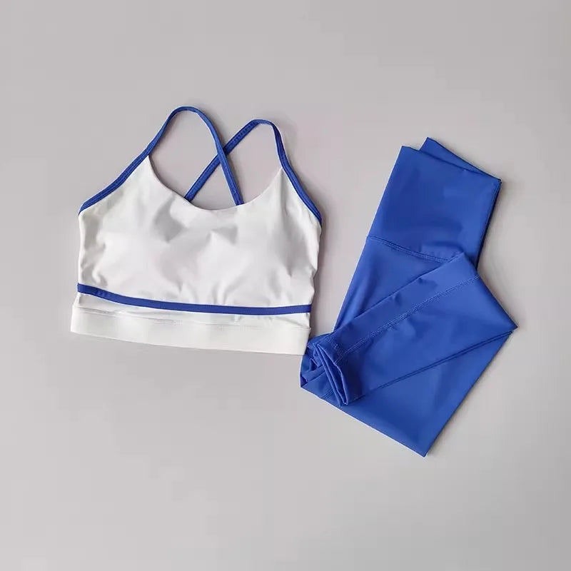 Womens Yoga Set 2 Piece High Waist Leggings Sports Bra