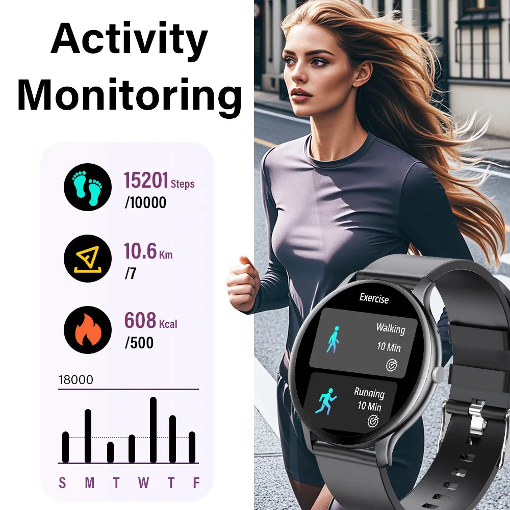 LAXASFIT Womens Smart Watch Bluetooth Talk Touch Screen IP68