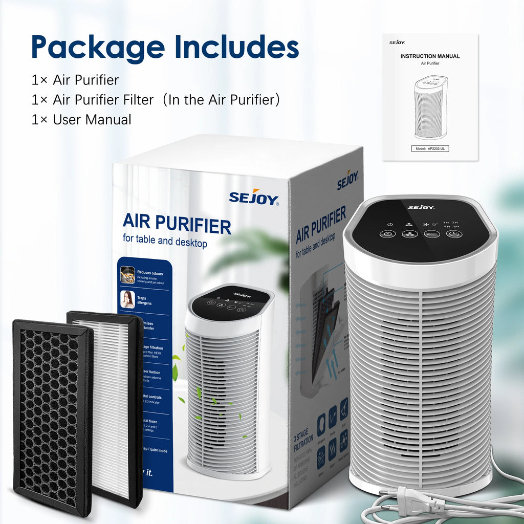 Sejoy Air Purifier HEPA Filter For 200 Sq Ft Quiet