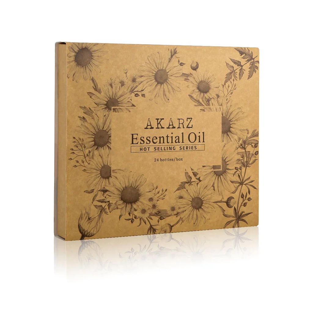 Akarz 24 Essential Oil Set Tea Tree Lavender Rose Patchouli