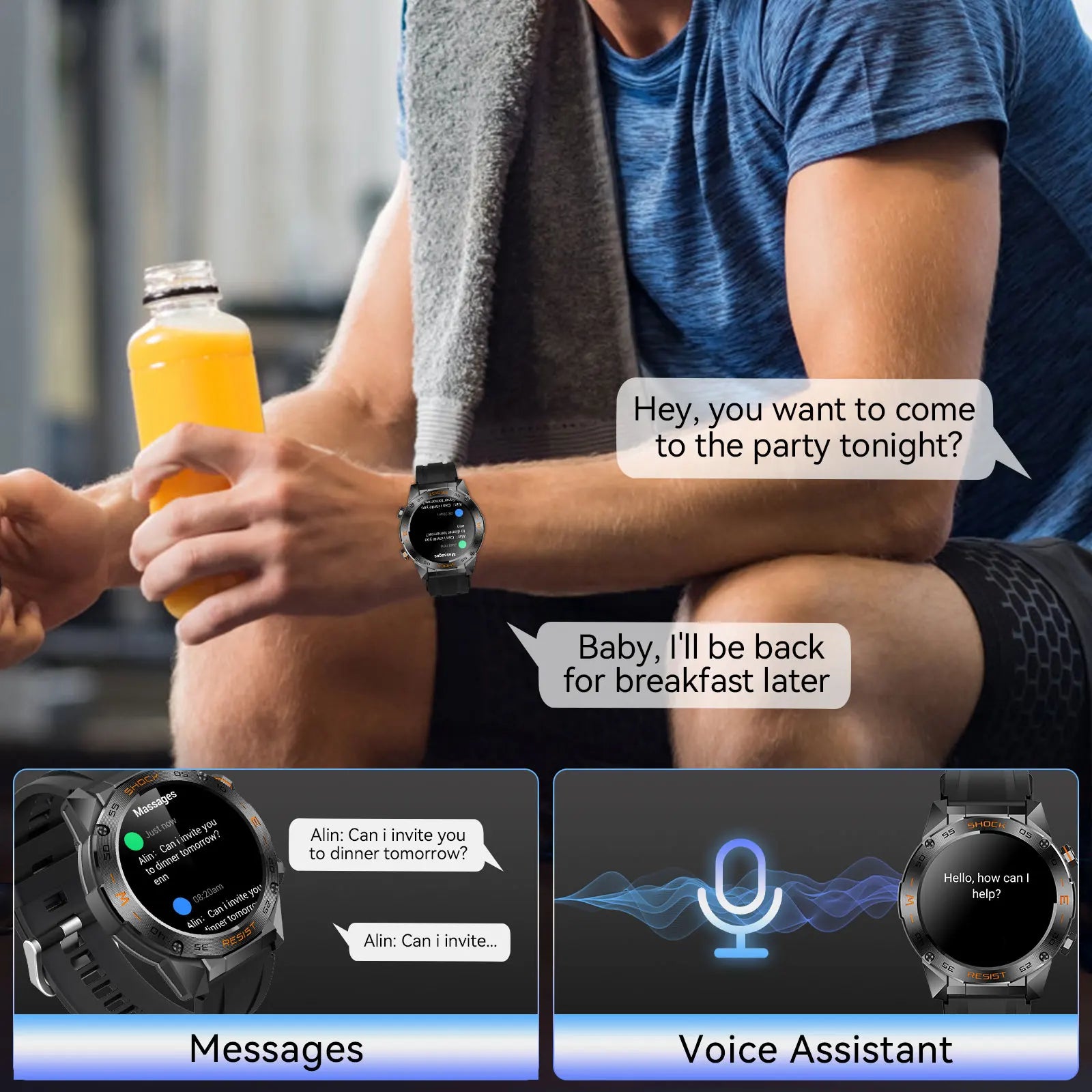 LaNikar MilitaryGrade Multisport Smartwatch For Men With HeartRate SpO2Monitor Tracking