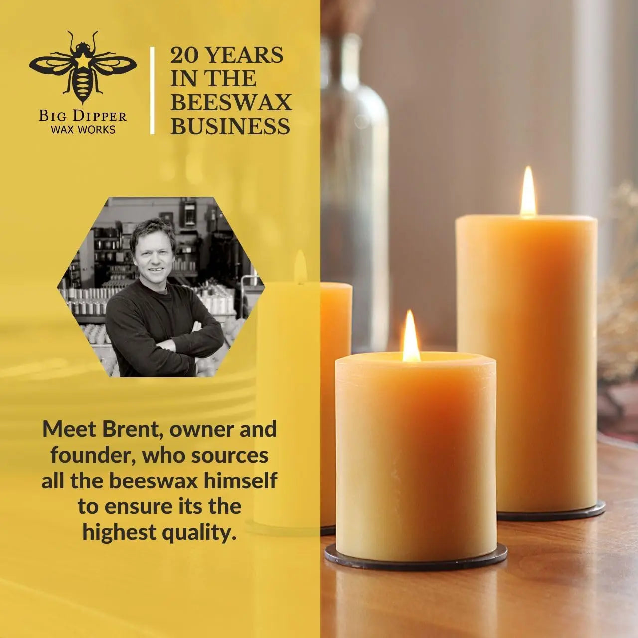 Zen Active Living 100 Percent Beeswax Pillar Candles Honey Scent