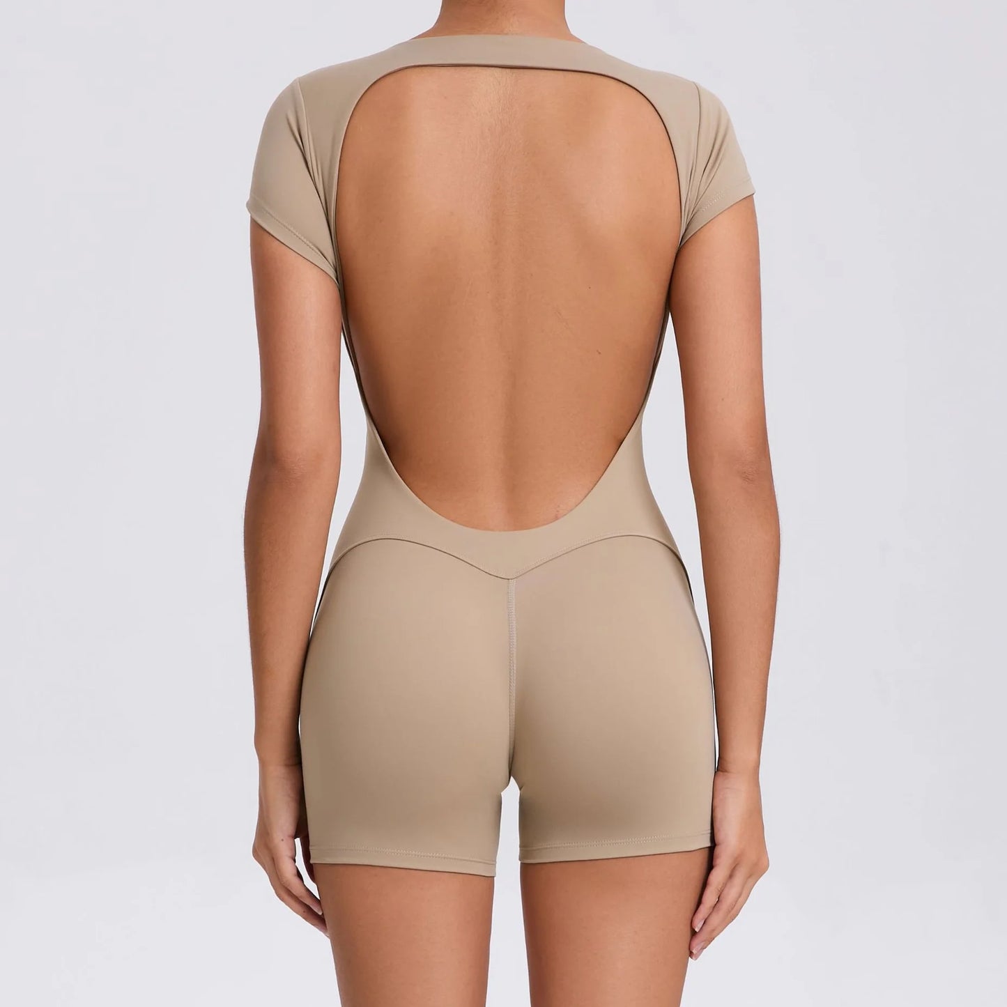 Womens One Piece Yoga Jumpsuit Open Back Slim Fit Quick Dry Gym Outfit