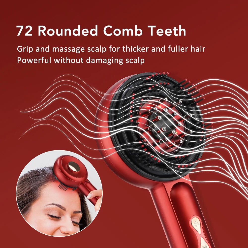 Electric Vibration Massage Comb Red Blue Light Therapy Hair Growth Massage Scalp Brush Oil Liquid Applicator Head Massager