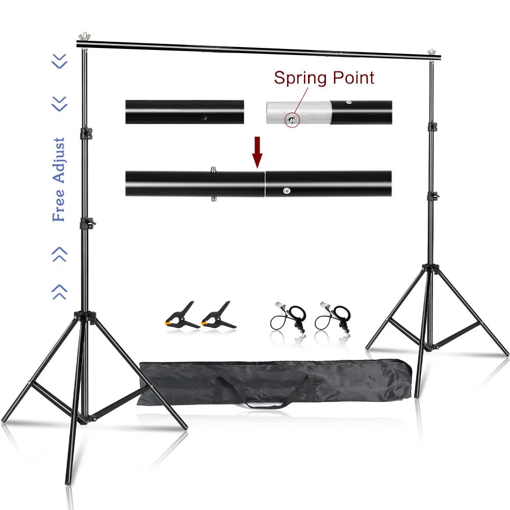2.6x3M/8.5x10ft Photo Video Studio Backdrop Background Stand, Adjustable Telescopic Background Support System with Carry Bag