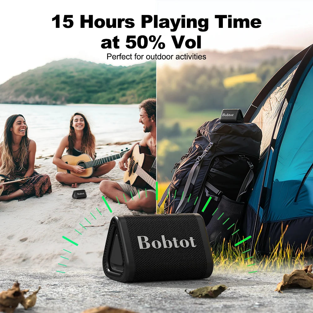 Bobtot Portable Bluetooth Shower Speaker Wireless IPX7 Small Speakers Waterproof Loud Stereo Sound with Bass TWS Camping Travel