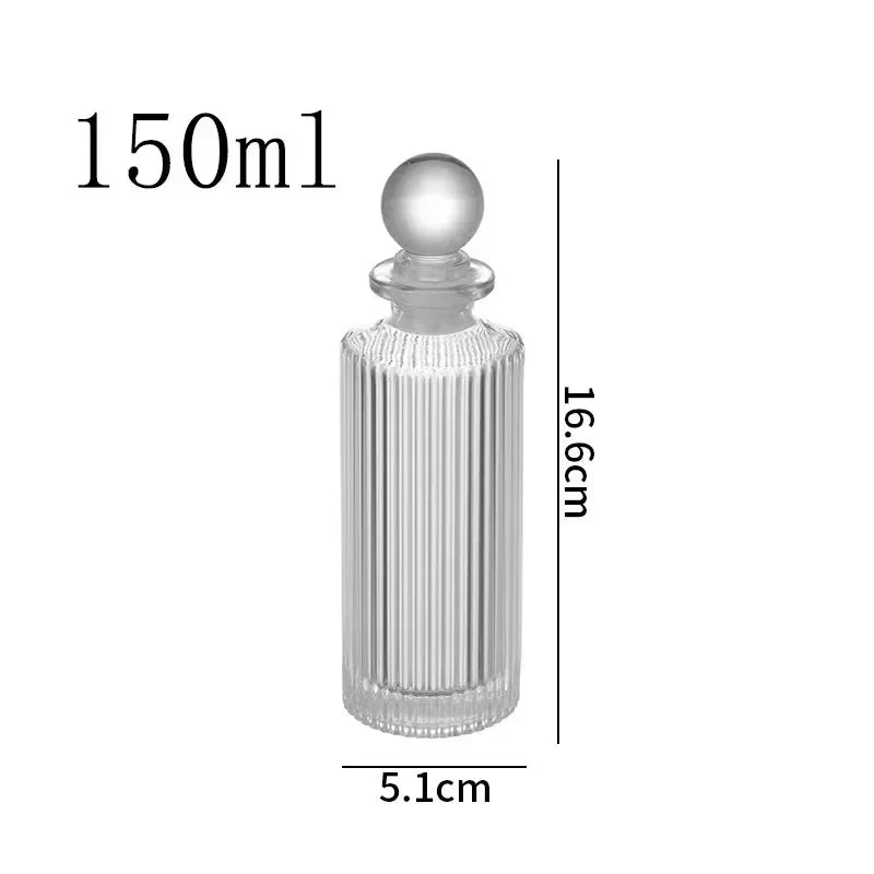 French Rhombus Relief Perfume Bottle Simple Crystal Glass Bottles Aromatherapy Essence Storage Vintage Bottle Dresser Ornament