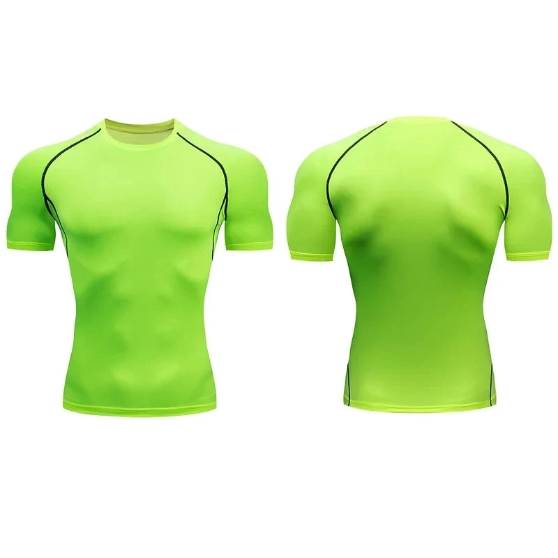 2026 Compression T Shirt Men Summer Sportswear Running T-shirt Elastic Quick Dry Sport Tops Tee Athletic Gym Workout Shirts Men