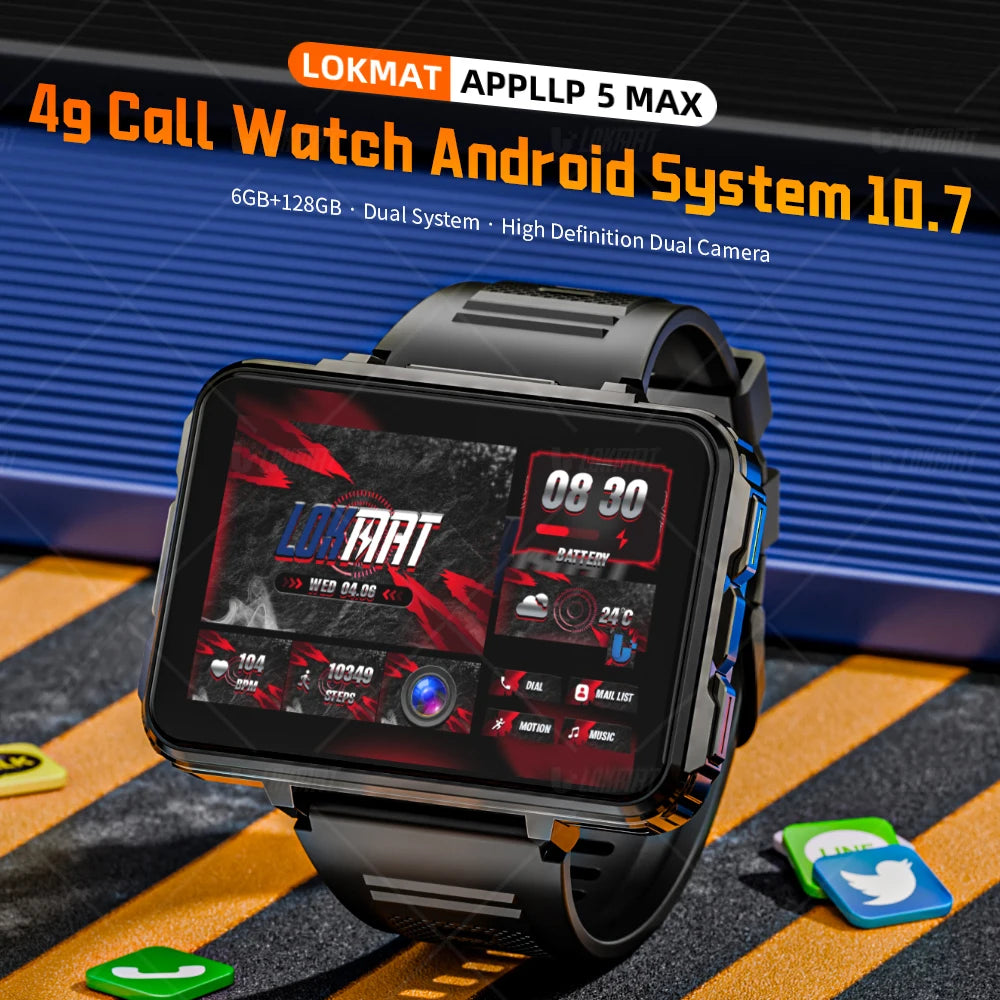LOKMAT APPLLP 5 Max Android Watch Phone With 4G Calls Dual Camera And Flashlight Gaming