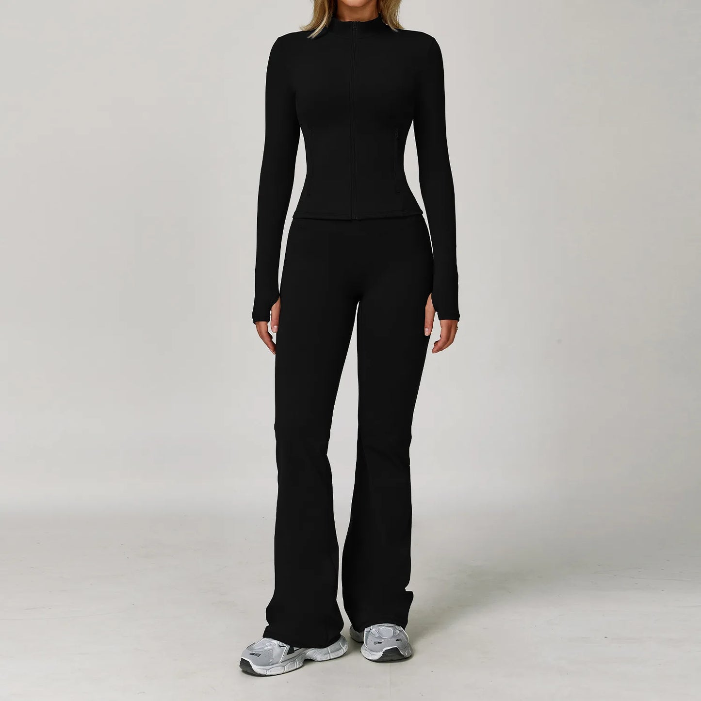 Women Yoga Set 2 Pieces Sports Bra Jacket Leggings