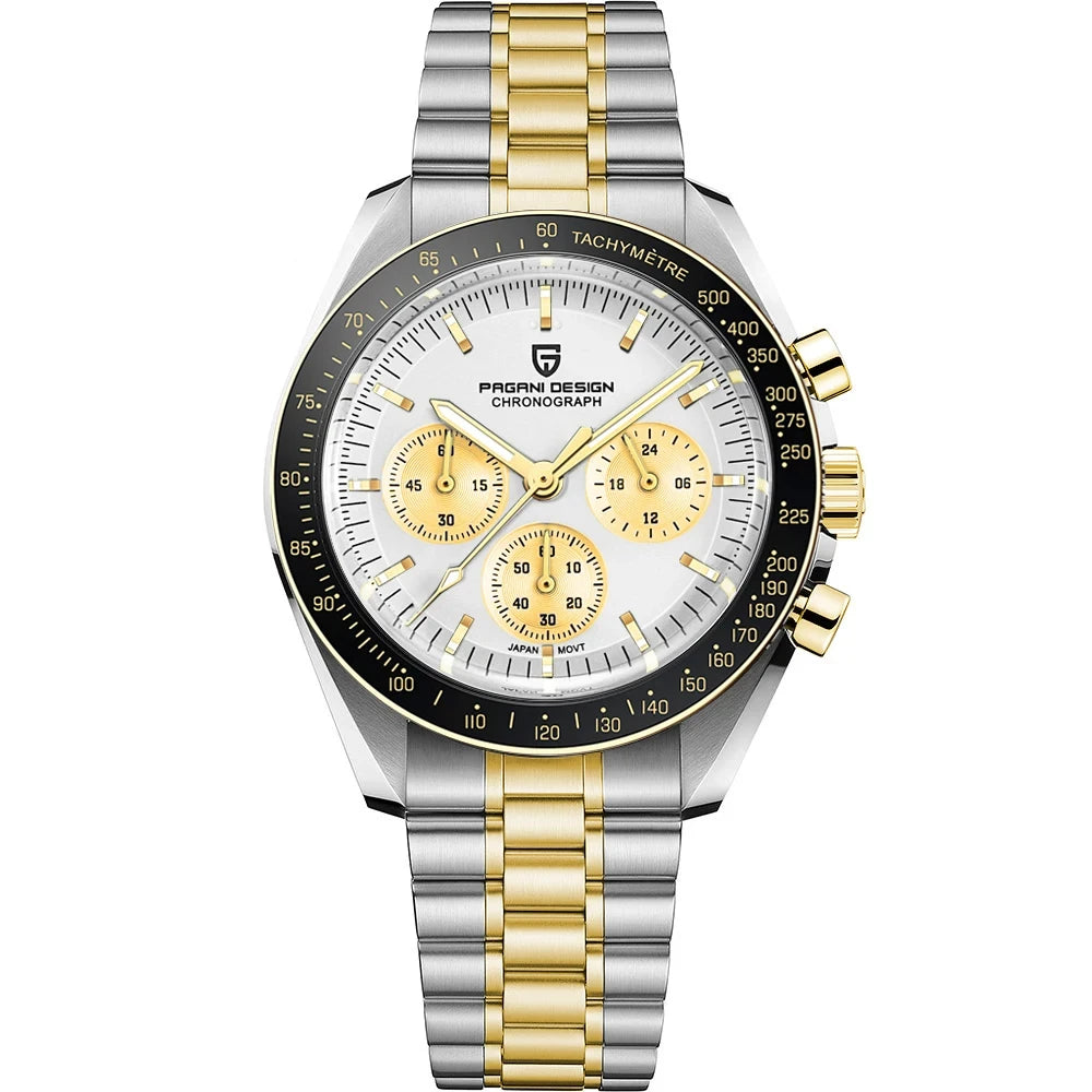 PAGANI DESIGN Moon Phase Chronograph Auto Date Quartz Wristwatch