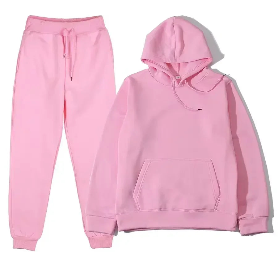 Winter Tracksuit Women Two Piece Set Hoodie Sweatpants