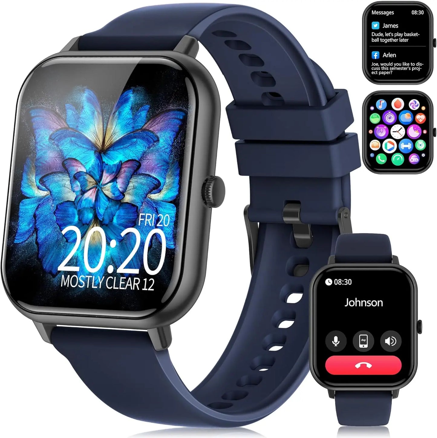 Erilles Smartwatch Fitness Tracker Heart Rate Blood Oxygen IP68 Waterproof