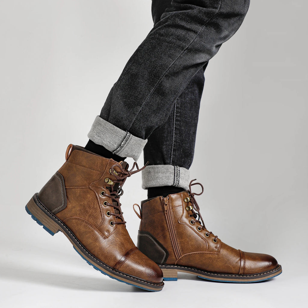 Men's Leather Boots With Zipper By Hecrafted Classic Style