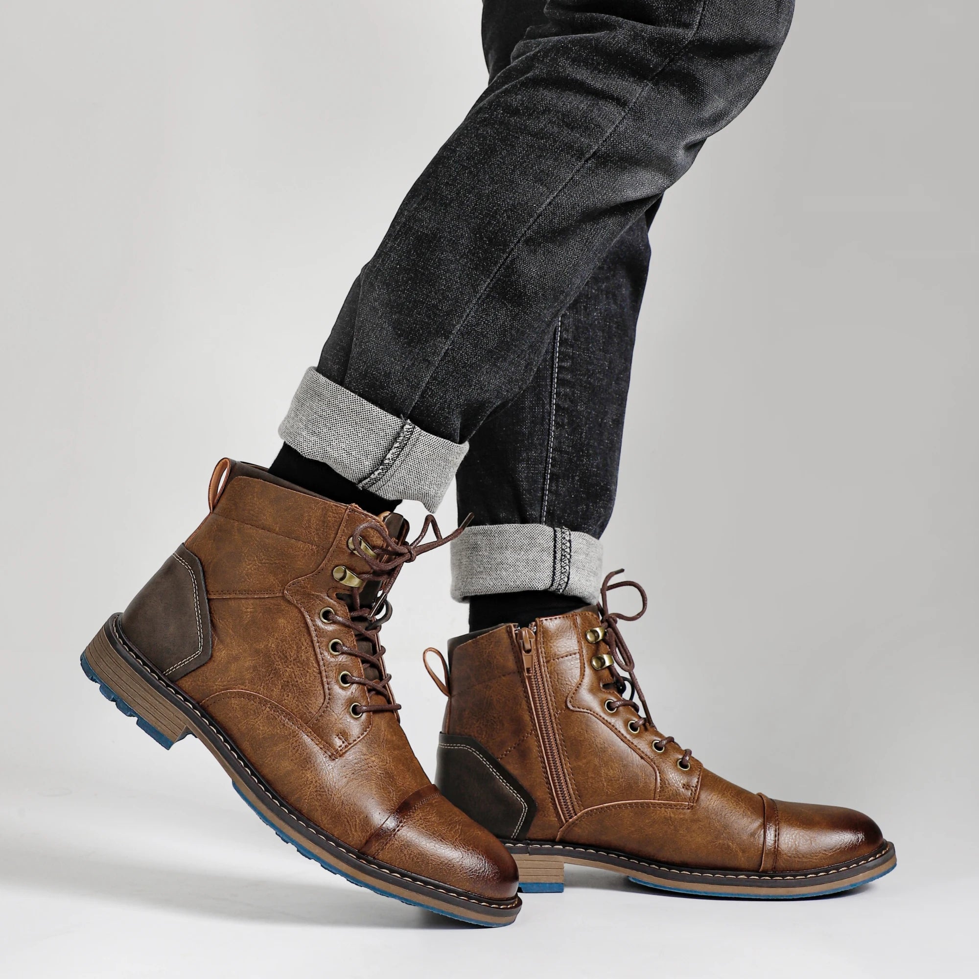 Men's Leather Boots With Zipper By Hecrafted Classic Style