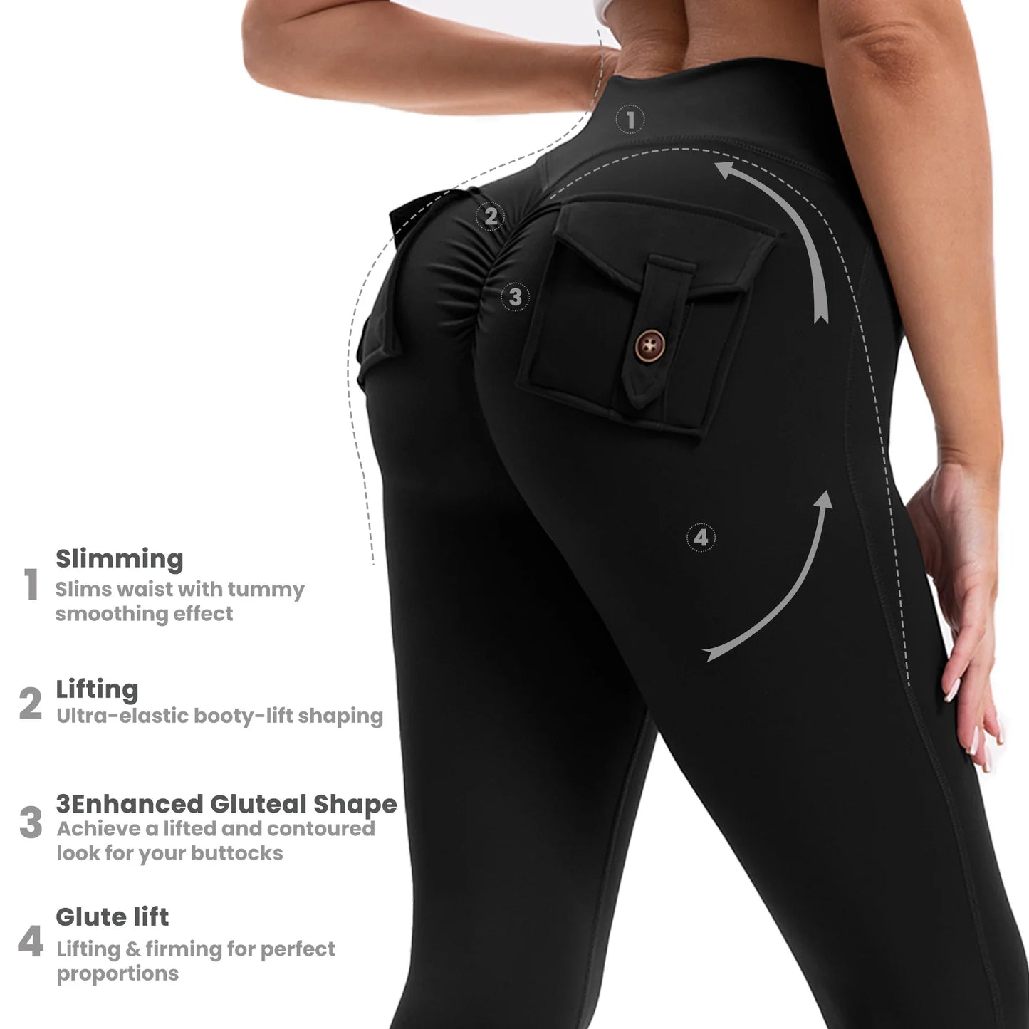 Curve Enhancing Yoga Pants Flared Bootcut High Waist Stretchy Pockets