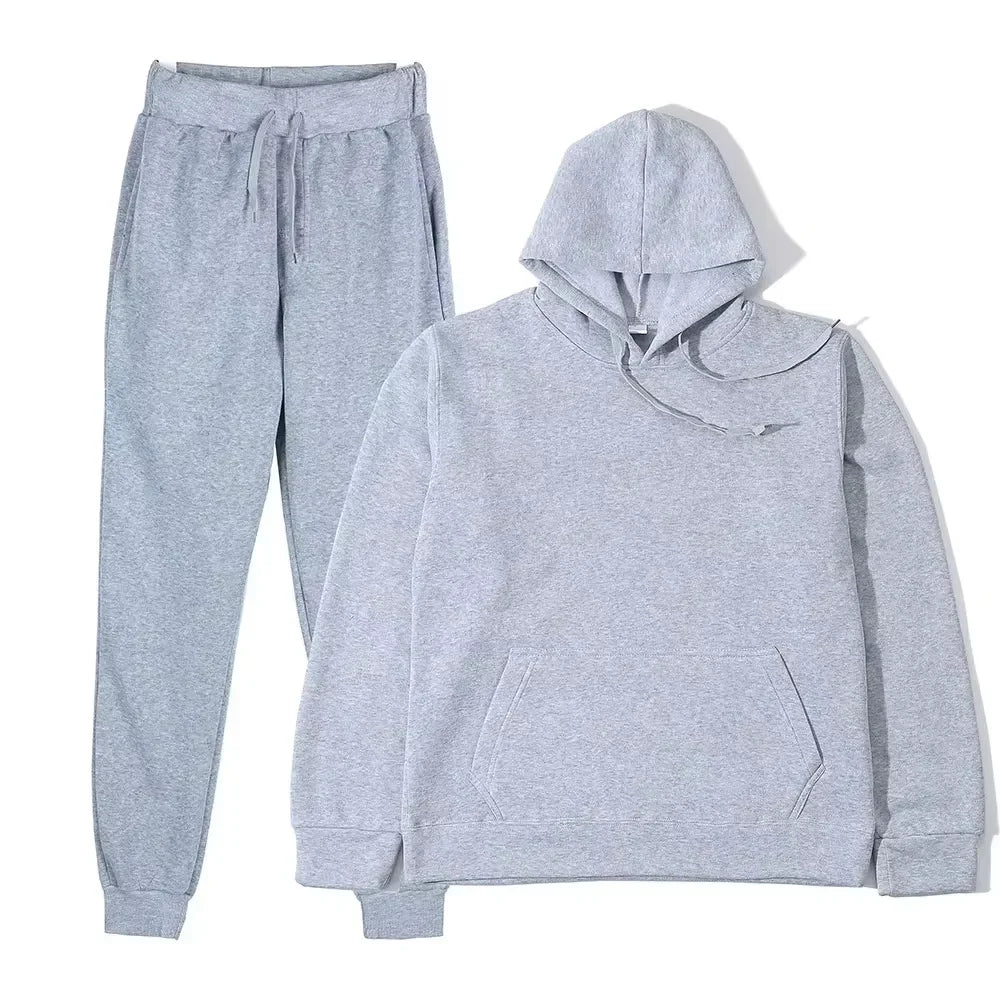Winter Tracksuit Women Two Piece Set Hoodie Sweatpants