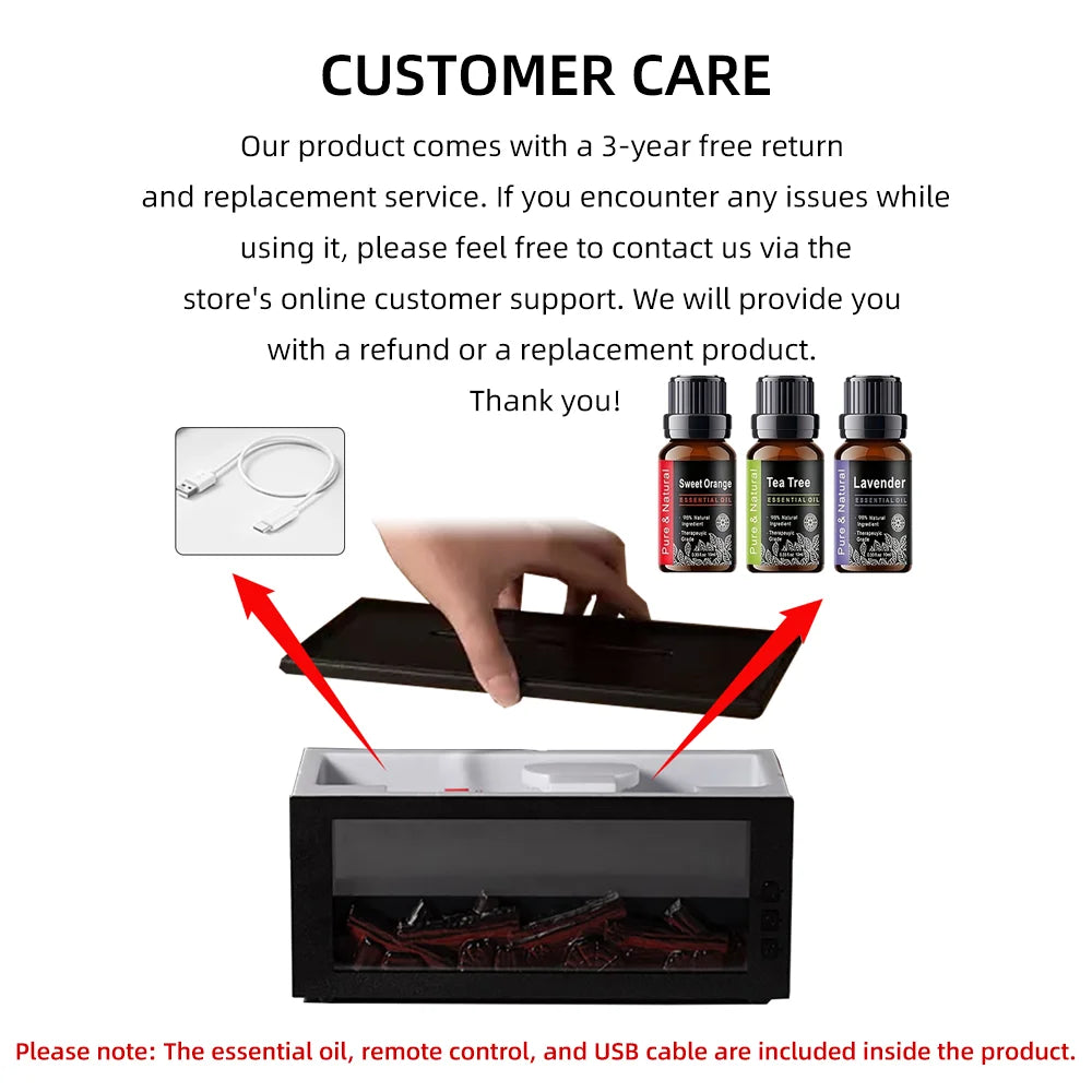 Air Humidifier Essential Oil Diffuser Flame Aroma Humidifier Home Room Fragrance Diffuser with Night Light Aromatherapy Diffuser