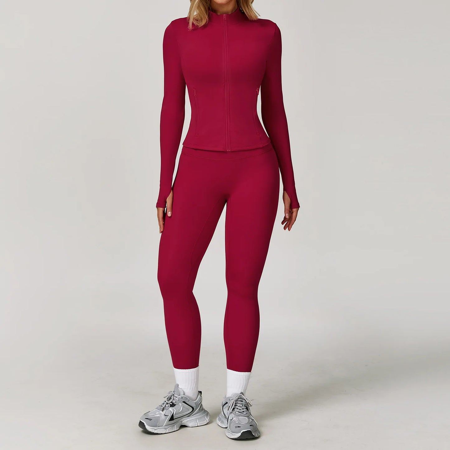 Women Yoga Set 2 Pieces Sports Bra Jacket Leggings