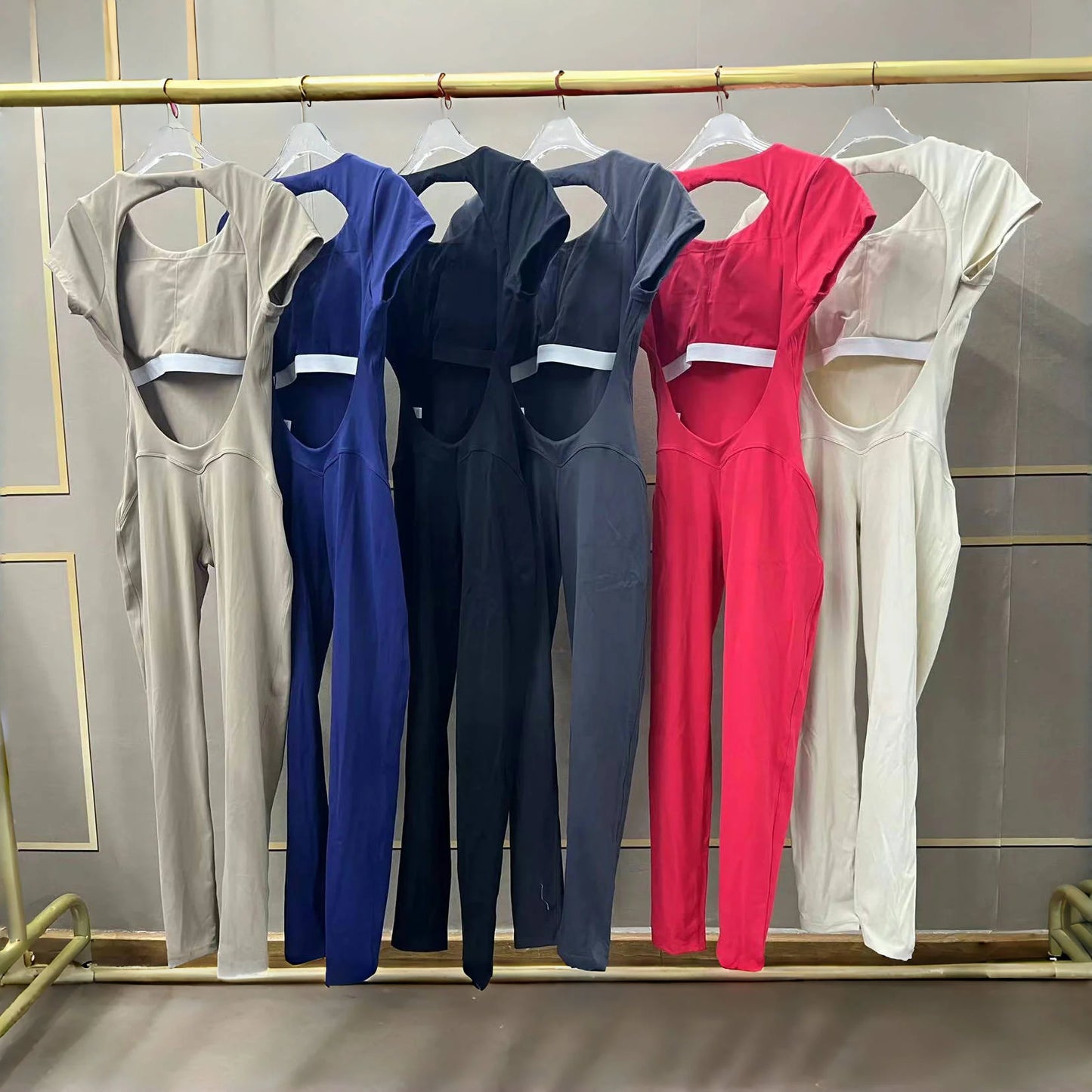 Womens One Piece Yoga Jumpsuit Open Back Slim Fit Quick Dry Gym Outfit