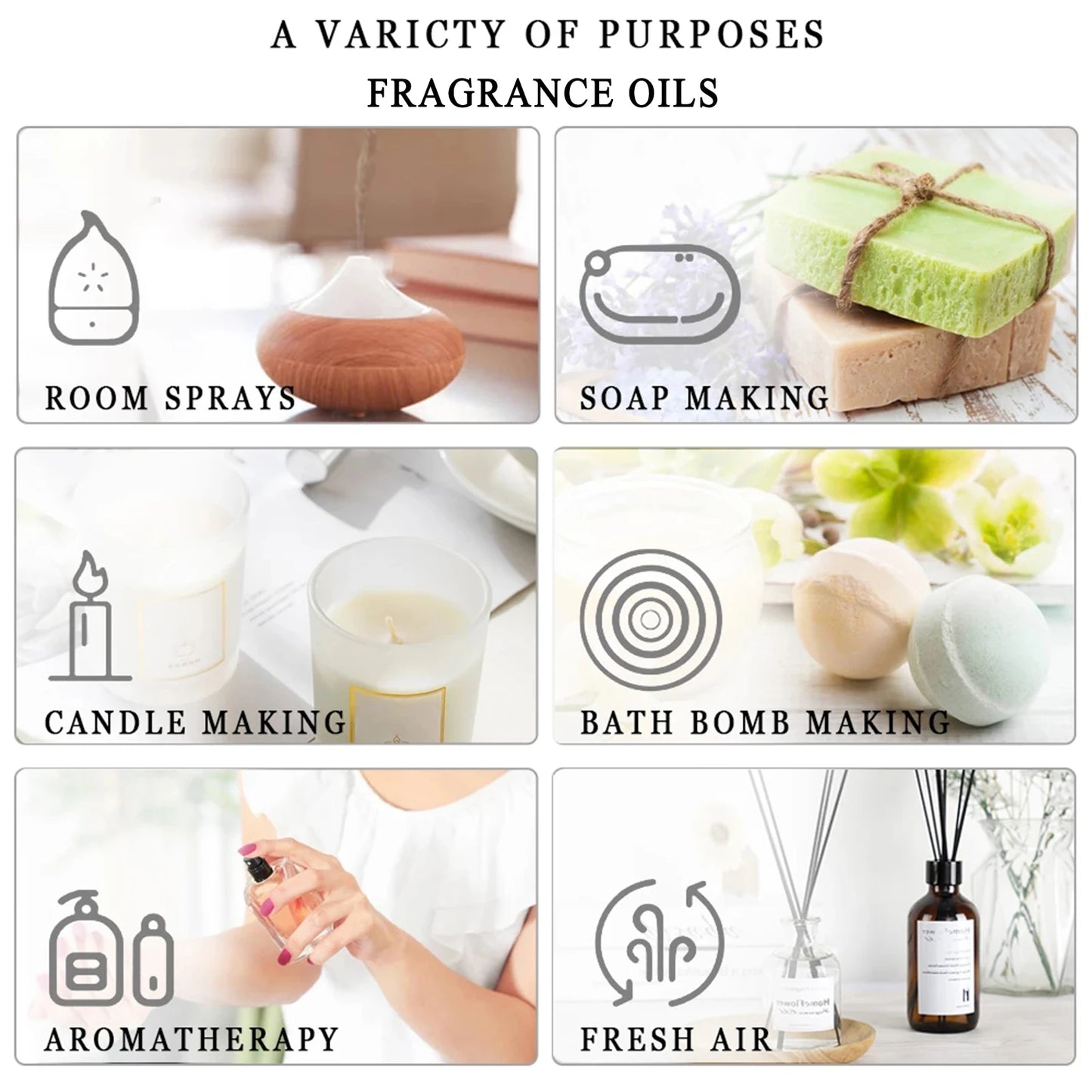 PHATOIL Essential Oils Set Peppermint Rose Lemon Lavender Eucalyptus Diffuser