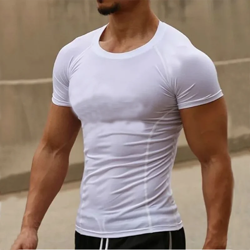 2026 Compression T Shirt Men Summer Sportswear Running T-shirt Elastic Quick Dry Sport Tops Tee Athletic Gym Workout Shirts Men