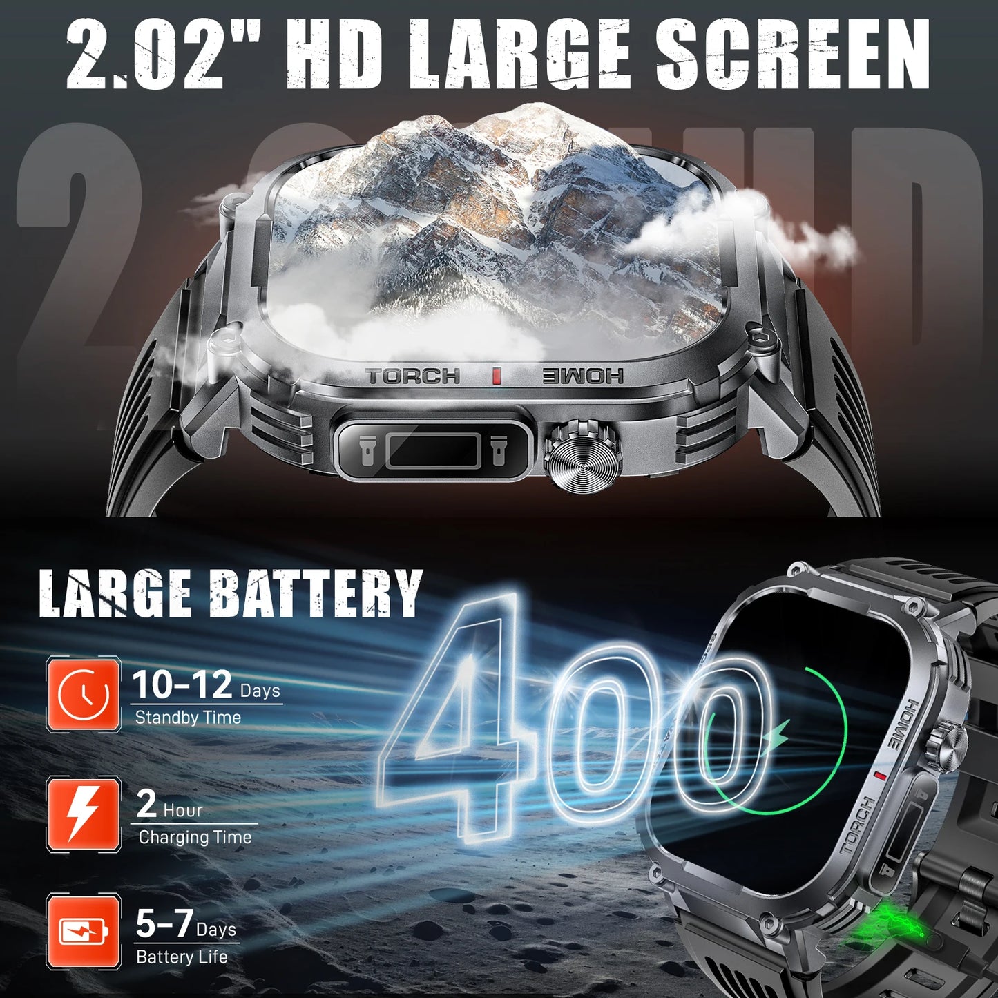 LaNikar Smart Watch Men 3ATM Waterproof S320B With Compass And LED Flashlight