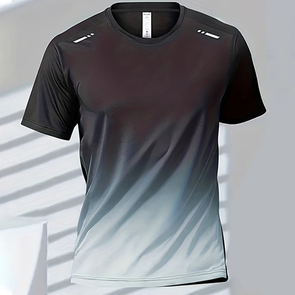 Men Quick Dry Gradient Short Sleeve Tee For Sports