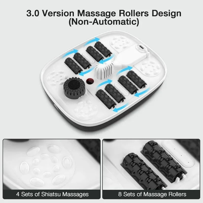 Collapsible Foot Spa With Heat and 8 Shiatsu Massage Rollers