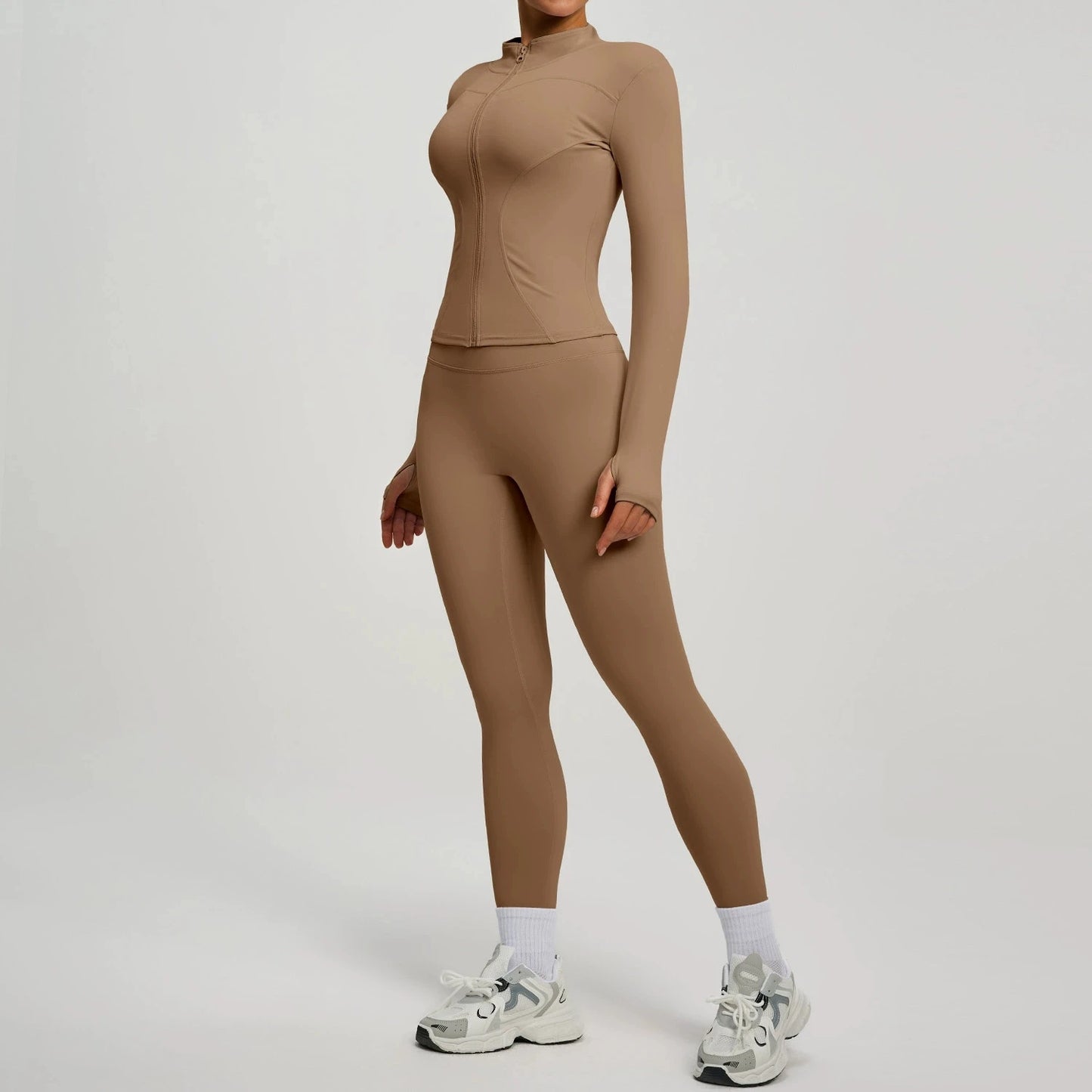 Women's Long Sleeve Yoga Jacket Set With Leggings Workout