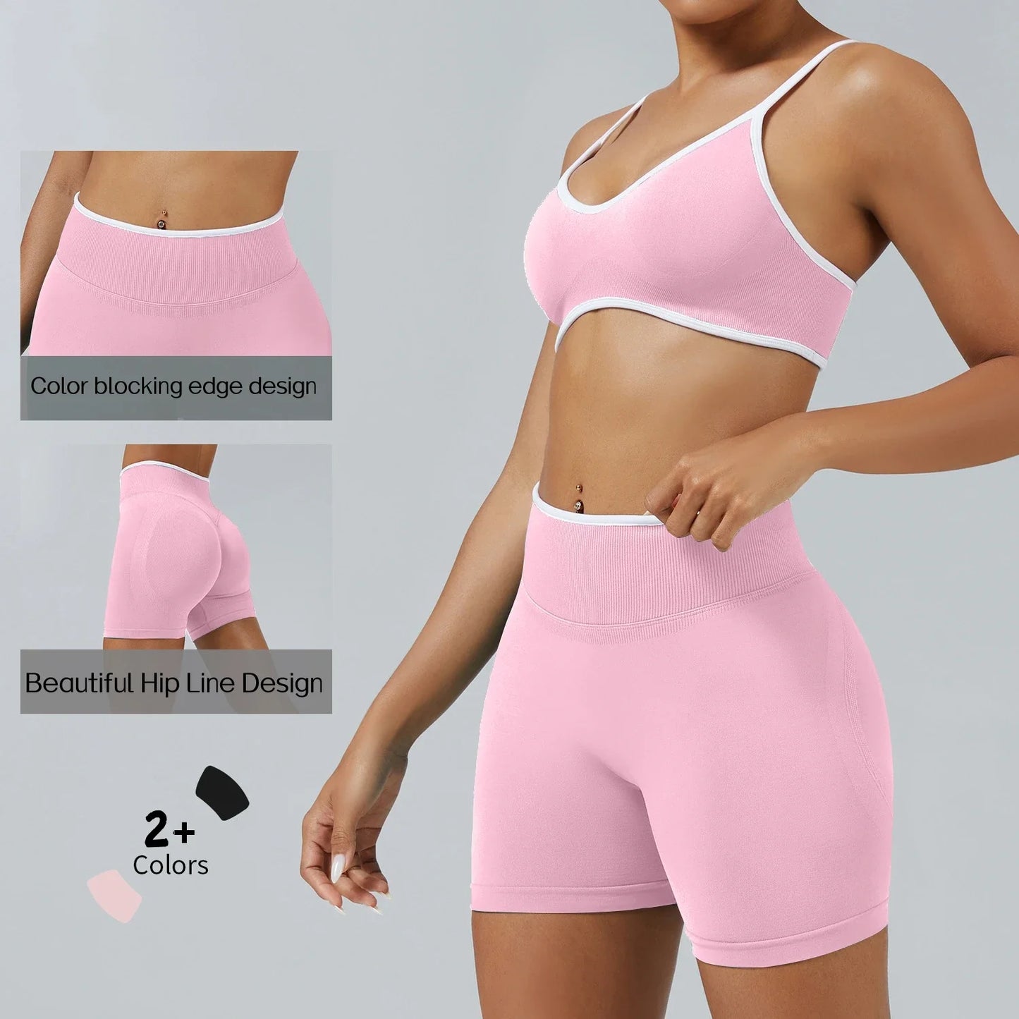 Color Blocking Women Quick Dry Yoga Set Backless for Running