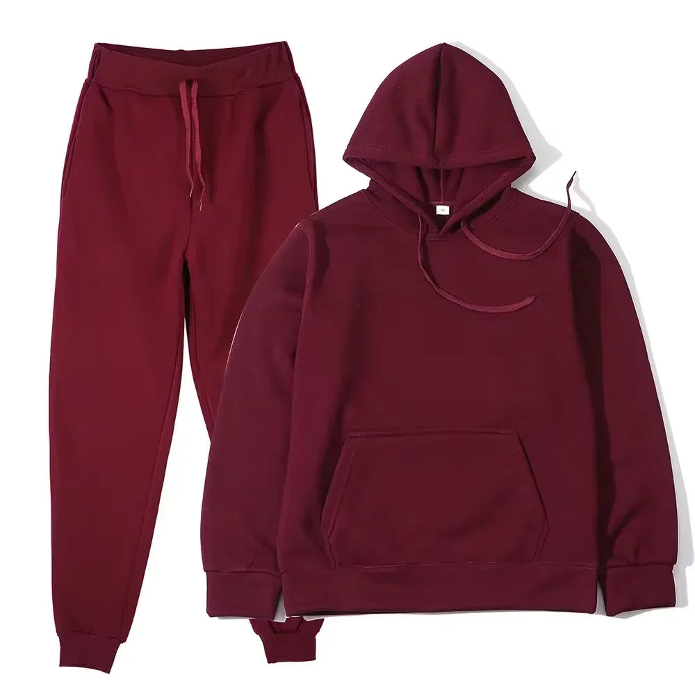 Winter Tracksuit Women Two Piece Set Hoodie Sweatpants