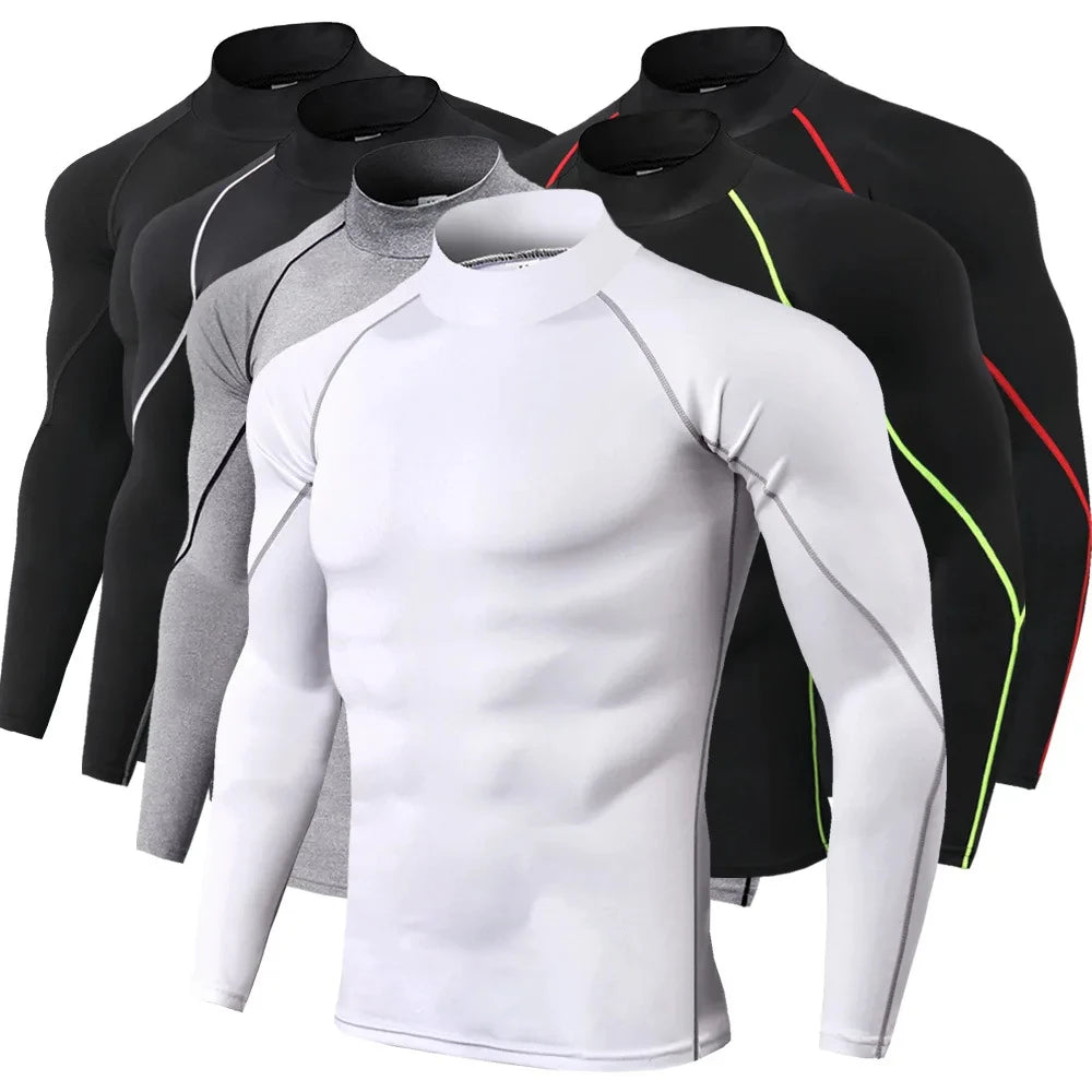 Men Quick Dry Sport T Shirt Long Sleeve Compression Rashguard Gym