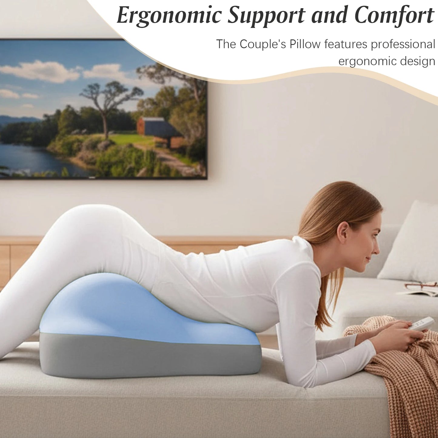 Memory Foam Pillow Ergonomic Bed Pillow Bedroom Waist Cushion Pillow Positioning Cushion for Back Neck & Waist Pain Relief