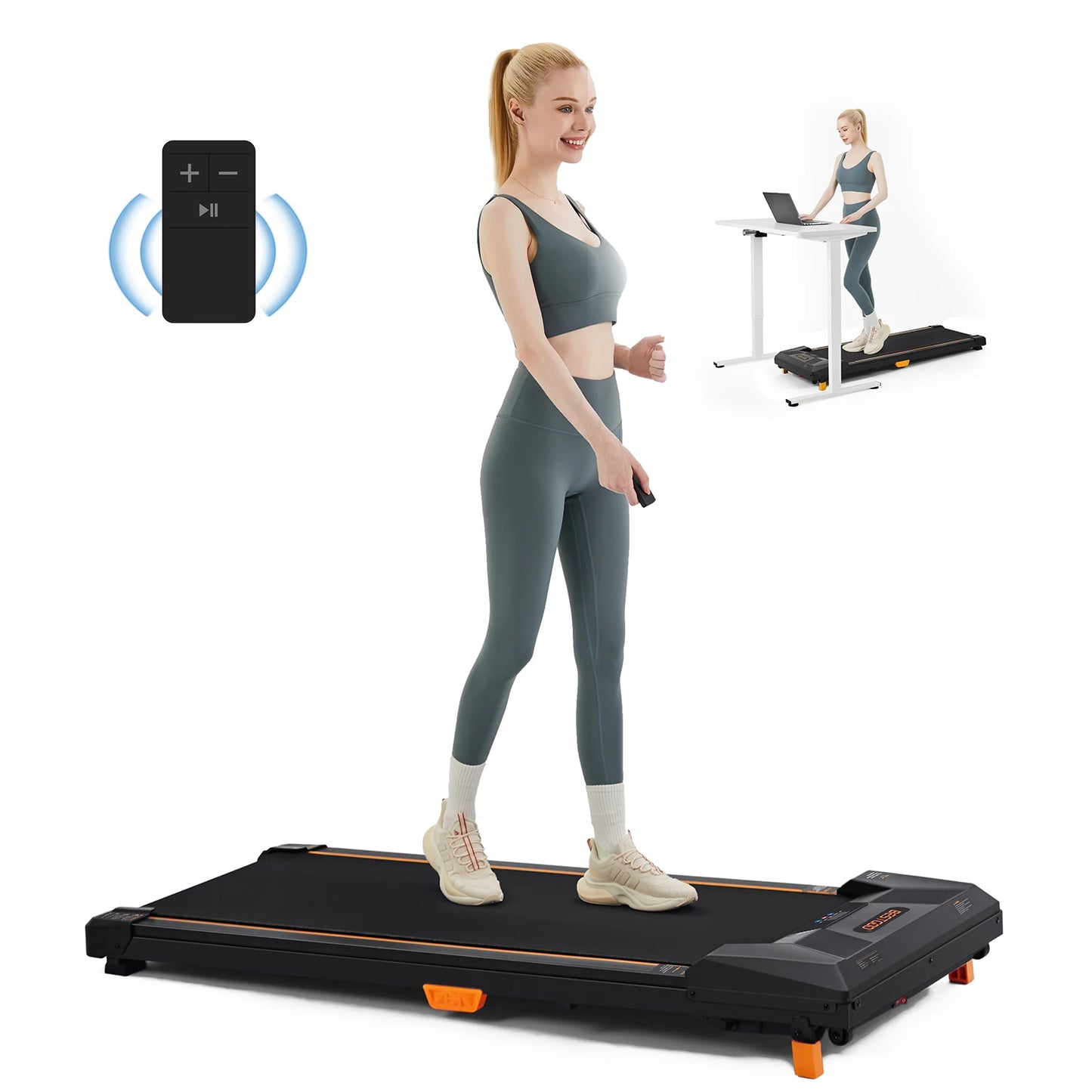 Under Desk Treadmill With Incline Adjustable Operation 330lb Capacity SlimlinePro