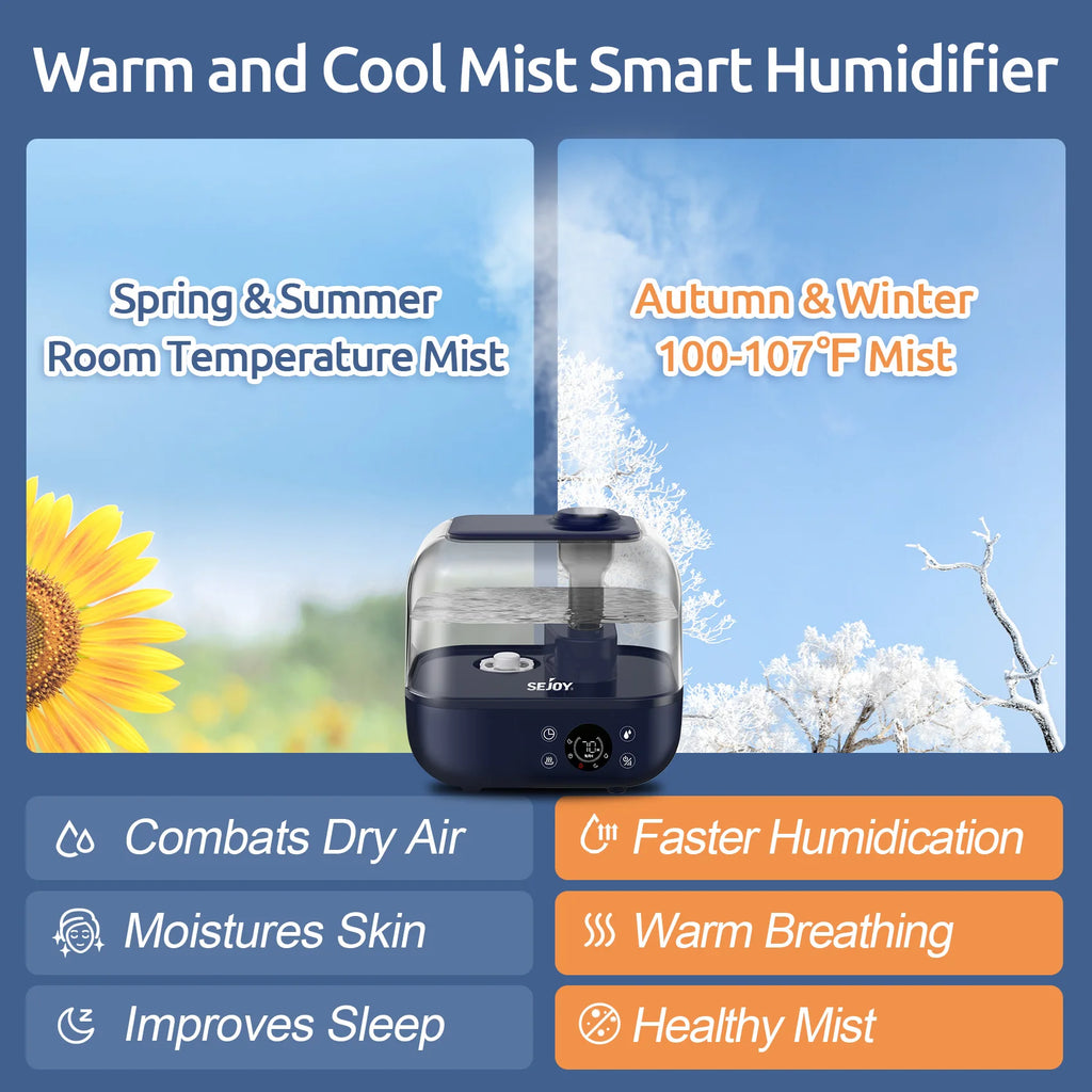 Sejoy Cool Mist Ultrasonic Humidifier For Bedroom And Home Office